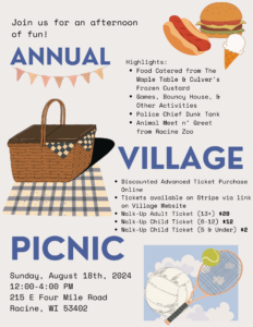 Village Picnic Tickets Available Now! – August 18, 2024